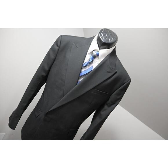 TopMan Suit Jacket Double Breasted Black Slim Fit Mens Size 44 R - Picture 4 of 11